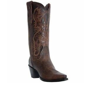 Dan Post Western Womens Brown Dirty Bull Snip Toe Bay Apache Boots 7.5 M